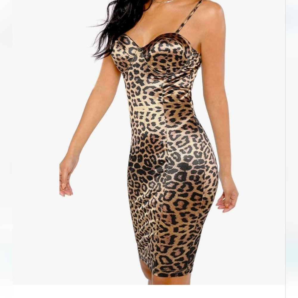 Shein Leopard Print Satin Dress